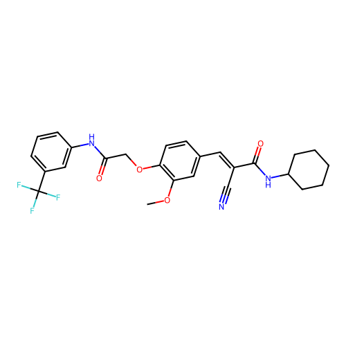 (E)-2-cyano-N-cyclohexyl-3-[3-methoxy-4-[2-oxo-2-[3-(trifluoromethyl)anilino]ethoxy]phenyl]prop-2-enamide structure