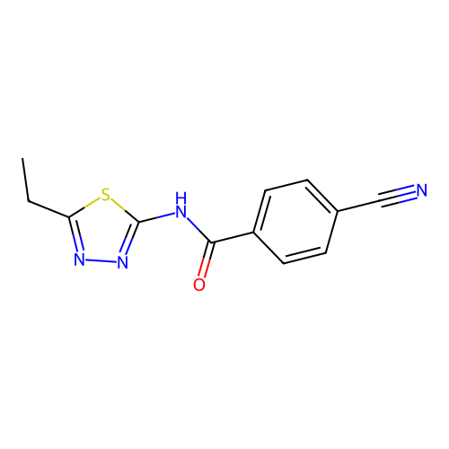 4-cyano-N-(5-ethyl-1,3,4-thiadiazol-2-yl)benzamide structure