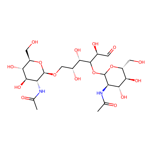 N-acetylglucosaminyl(1-3)-N-acetylglucosaminyl(1-6)-galactopyranose structure