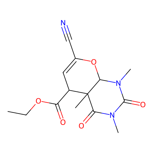 ethyl 7-cyano-1,3,4a-trimethyl-2,4-dioxo-5,8a-dihydropyrano[2,3-d]pyrimidine-5-carboxylate structure