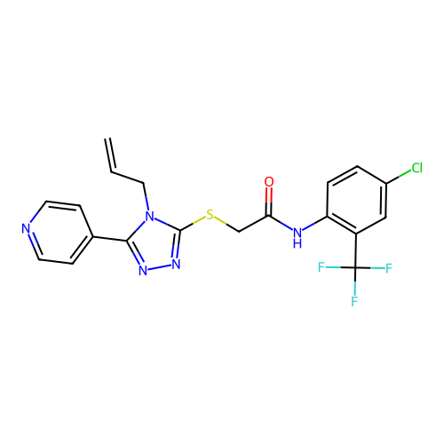 2-((4-allyl-5-(pyridin-4-yl)-4H-1,2,4-triazol-3-yl)thio)-N-(4-chloro-2-(trifluoromethyl)phenyl)acetamide structure