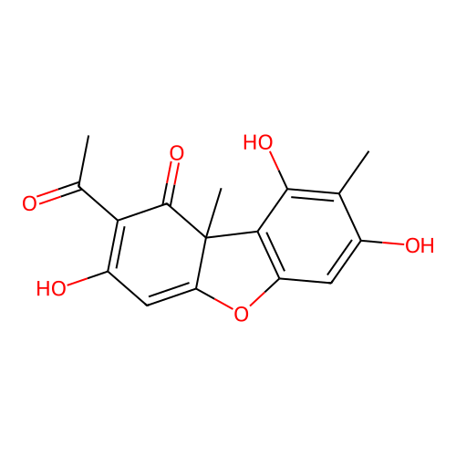 3(9bH)-Dibenzofuranone, 2-acetyl-1,7,9-trihydroxy-8,9b-dimethyl- structure