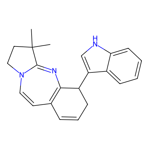 1H-Pyrrolo[2,1-b][1,3]benzodiazepine, 2,3,5,6-tetrahydro-5-(1H-indol-3-yl)-3,3-dimethyl- structure