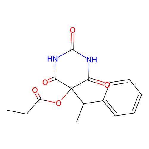 4,6-Dihydroxy-2-oxo-5-(1-phenylethyl)-2,5-dihydropyrimidin-5-yl propanoate structure