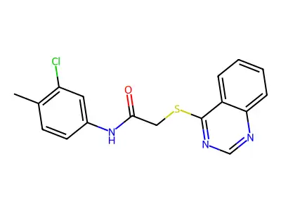 N-(3-chloro-4-methylphenyl)-2-(quinazolin-4-ylsulfanyl)acetamide structure