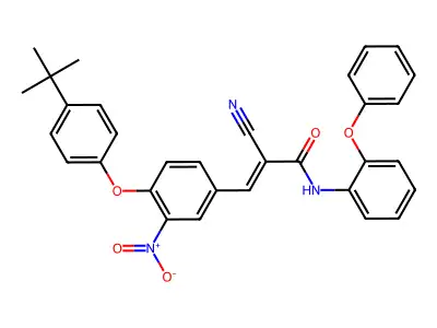 (E)-3-[4-(4-tert-butylphenoxy)-3-nitrophenyl]-2-cyano-N-(2-phenoxyphenyl)prop-2-enamide structure