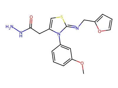 [2-(Furan-2-ylmethylimino)-3-(3-methoxy-phenyl)-2,3-dihydro-thiazol-4-yl]-acetic acid hydrazide structure