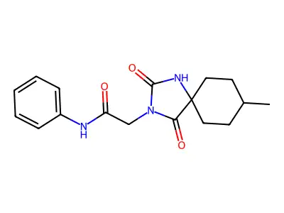 2-(8-methyl-2,4-dioxo-1,3-diazaspiro[4.5]dec-3-yl)-N-phenylacetamide structure
