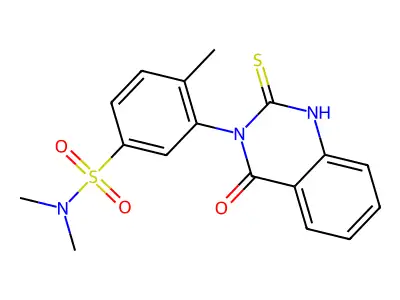 N,N,4-trimethyl-3-(4-oxo-2-sulfanyl-3,4-dihydroquinazolin-3-yl)benzene-1-sulfonamide structure