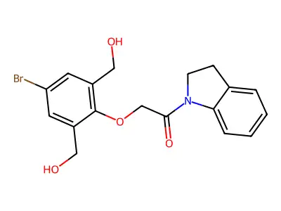 2-[4-Bromo-2,6-bis(hydroxymethyl)phenoxy]-1-(2,3-dihydro-1H-indol-1-yl)ethanone structure