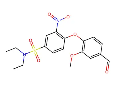 N,N-diethyl-4-(4-formyl-2-methoxyphenoxy)-3-nitrobenzene-1-sulfonamide structure