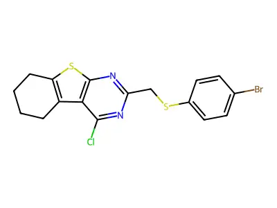 5-{[(4-bromophenyl)sulfanyl]methyl}-3-chloro-8-thia-4,6-diazatricyclo[7.4.0.0,2,7]trideca-1(9),2,4,6-tetraene structure
