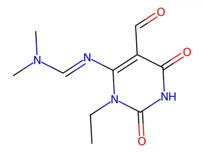 N'-(3-ethyl-5-formyl-2,6-dioxo-1,2,3,6-tetrahydropyrimidin-4-yl)-N,N-dimethylmethanimidamide structure