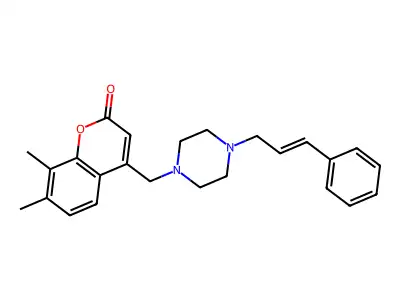 (E)-4-((4-cinnamylpiperazin-1-yl)methyl)-7,8-dimethyl-2H-chromen-2-one structure