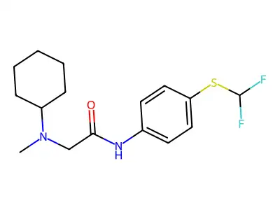 2-[cyclohexyl(methyl)amino]-N-[4-(difluoromethylsulfanyl)phenyl]acetamide structure