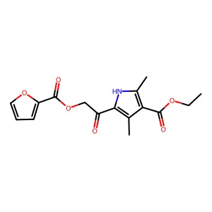 ethyl 5-[2-(furan-2-carbonyloxy)acetyl]-2,4-dimethyl-1H-pyrrole-3-carboxylate structure
