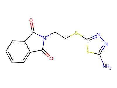 2-{2-[(5-amino-1,3,4-thiadiazol-2-yl)thio]ethyl}-1H-isoindole-1,3(2H)-dione structure