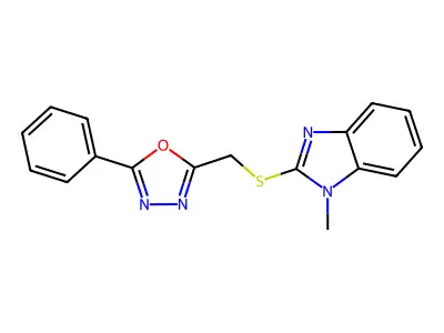 2-[(1-Methylbenzimidazol-2-yl)sulfanylmethyl]-5-phenyl-1,3,4-oxadiazole structure