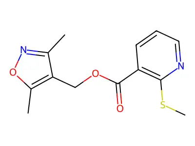 (3,5-Dimethylisoxazol-4-yl)methyl 2-(methylthio)nicotinate structure