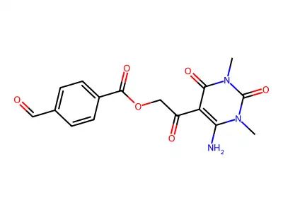 [2-(4-Amino-1,3-dimethyl-2,6-dioxopyrimidin-5-yl)-2-oxoethyl] 4-formylbenzoate structure