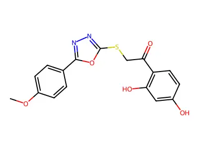 1-(2,4-dihydroxyphenyl)-2-[[5-(4-methoxyphenyl)-1,3,4-oxadiazol-2-yl]sulfanyl]ethanone structure