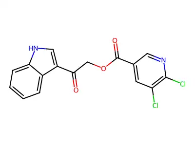 2-(1H-indol-3-yl)-2-oxoethyl 5,6-dichloropyridine-3-carboxylate structure