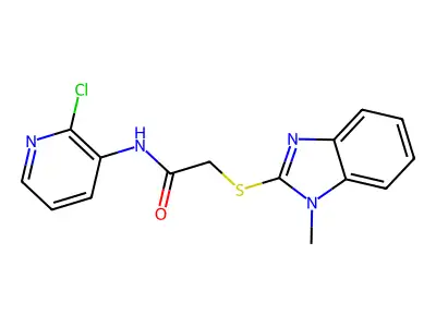 N-(2-chloropyridin-3-yl)-2-(1-methylbenzimidazol-2-yl)sulfanylacetamide structure
