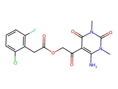 [2-(4-amino-1,3-dimethyl-2,6-dioxopyrimidin-5-yl)-2-oxoethyl] 2-(2-chloro-6-fluorophenyl)acetate structure
