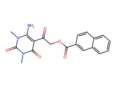 [2-(4-amino-1,3-dimethyl-2,6-dioxopyrimidin-5-yl)-2-oxoethyl] naphthalene-2-carboxylate structure