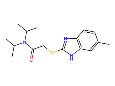 2-[(5-methyl-1H-benzimidazol-2-yl)sulfanyl]-N,N-di(propan-2-yl)acetamide structure