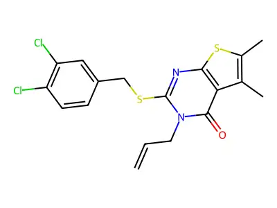 2-[(3,4-dichlorobenzyl)sulfanyl]-5,6-dimethyl-3-(prop-2-en-1-yl)thieno[2,3-d]pyrimidin-4(3H)-one structure