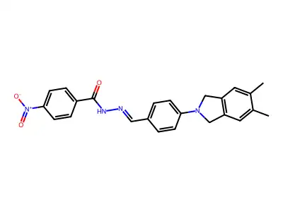 N-[(E)-[4-(5,6-dimethyl-1,3-dihydroisoindol-2-yl)phenyl]methylideneamino]-4-nitrobenzamide structure