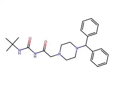 2-(4-benzhydrylpiperazin-1-yl)-N-(tert-butylcarbamoyl)acetamide structure