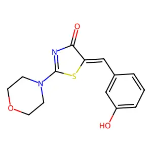 (5Z)-5-[(3-hydroxyphenyl)methylidene]-2-morpholin-4-yl-1,3-thiazol-4-one structure