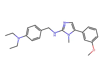 N-[[4-(diethylamino)phenyl]methyl]-5-(3-methoxyphenyl)-1-methylimidazol-2-amine structure