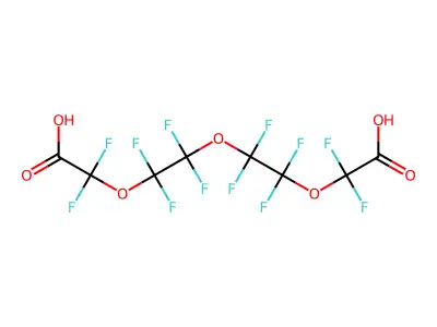 Perfluoro-3,6,9-trioxaundecane-1,11-dioic acid structure