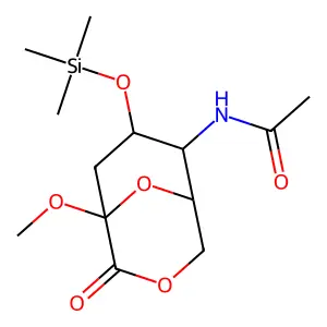 Acetamide, N-[1-methoxy-2-oxo-7-[(trimethylsilyl)oxy]-3,9-dioxabicyclo[3.3.1]non-6-yl]- structure