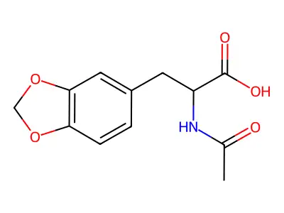3-(2H-1,3-benzodioxol-5-yl)-2-acetamidopropanoic acid structure
