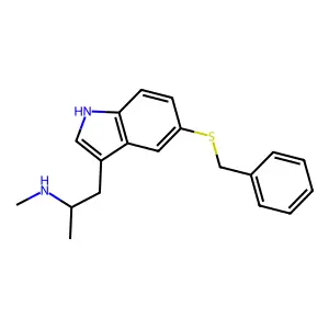 1-(5-(Benzylsulfanyl)-1H-indol-3-yl)-N-methylpropan-2-amine structure