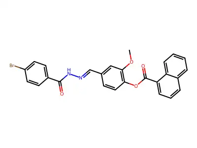 [4-[[(4-bromobenzoyl)hydrazinylidene]methyl]-2-methoxyphenyl] naphthalene-1-carboxylate structure