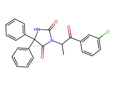 3-[1-(3-Chlorophenyl)-1-oxopropan-2-yl]-5,5-diphenylimidazolidine-2,4-dione structure