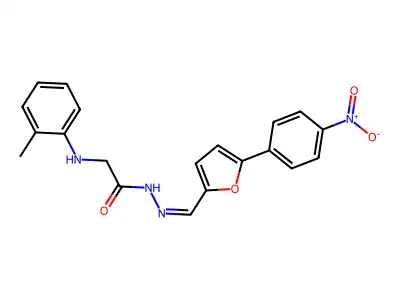 2-(2-methylanilino)-N-[(Z)-[5-(4-nitrophenyl)furan-2-yl]methylideneamino]acetamide structure