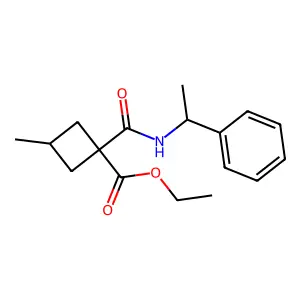 Ethyl 3-methyl-1-[(R)-(1-phenylethyl)carbamoyl]-1-cyclobutanecarboxylate structure