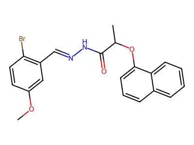 N-[(2-bromo-5-methoxy-phenyl)methylideneamino]-2-naphthalen-1-yloxy-propanamide structure