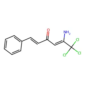 (1Z,4Z)-5-amino-6,6,6-trichloro-1-phenylhexa-1,4-dien-3-one structure