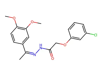 2-(3-chlorophenoxy)-N-[(Z)-1-(3,4-dimethoxyphenyl)ethylideneamino]acetamide structure