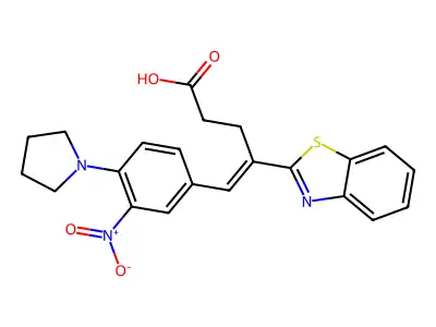 4-(1,3-Benzothiazol-2-yl)-5-(3-nitro-4-pyrrolidin-1-ylphenyl)pent-4-enoic acid structure
