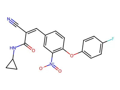 2-cyano-N-cyclopropyl-3-[4-(4-fluorophenoxy)-3-nitrophenyl]prop-2-enamide structure