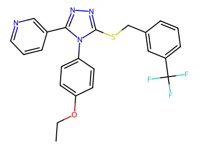 3-[4-(4-ethoxyphenyl)-5-{[3-(trifluoromethyl)benzyl]sulfanyl}-4H-1,2,4-triazol-3-yl]pyridine structure