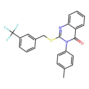 3-(4-Methylphenyl)-2-((3-(trifluoromethyl)benzyl)thio)-4(3H)-quinazolinone structure